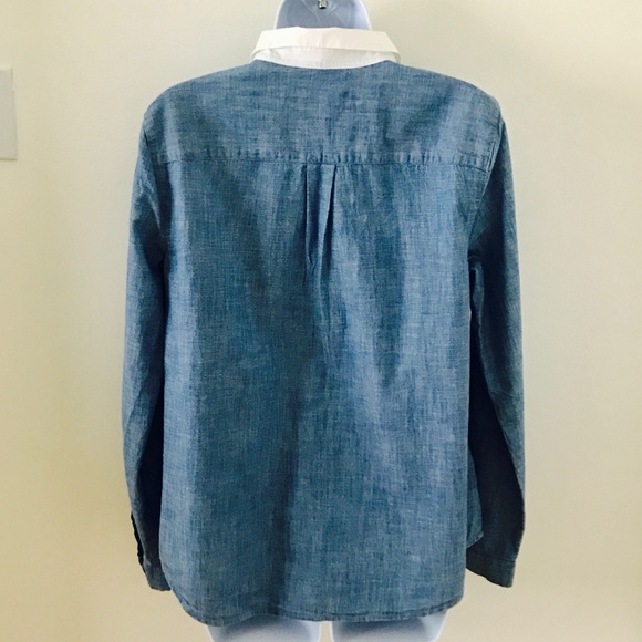 Ann Taylor LOFT chambray embellished collar shirt - Picture 4 of 7